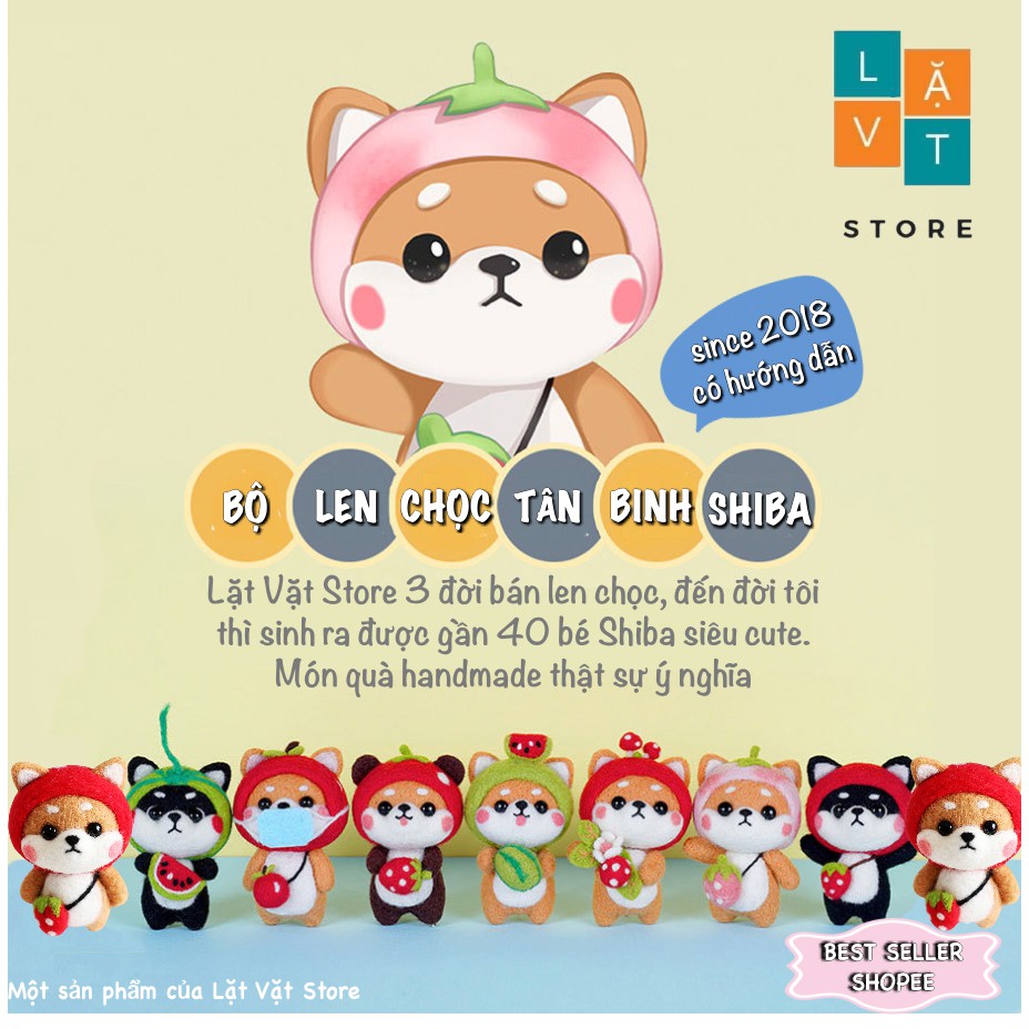 [HCM] LEN CHỌC CÓ HƯỚNG DẪN - 20 BÉ TÂN BINH SHIBA, chọc len thật dễ dàng, NEEFDE FELTING SHIBA